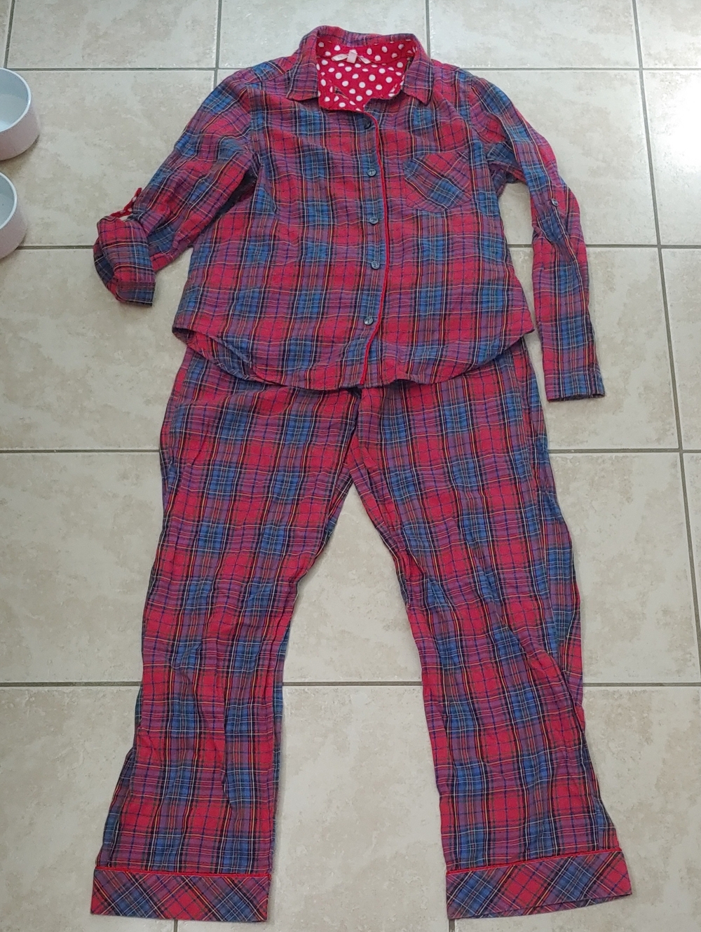 Victoria's Secret Matching PJ Set Red and Blue Plaid Women's Size XS Short